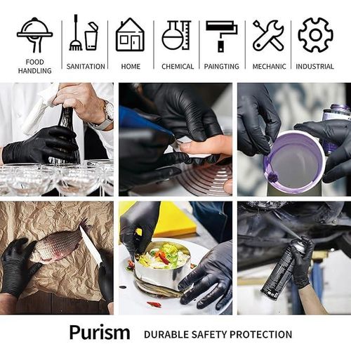 Gants En Latex Noirs Non Poudrés Gants De Protection Jetables Non Stériles - Grands